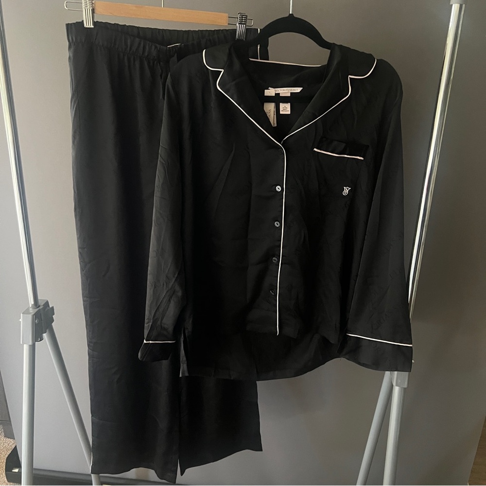 NWT Black Satin Pajama Set